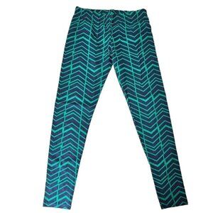 NWOT Threads 4 Thought Blue Green Geometric Pattern Organic Cotton Leggings Sz.M